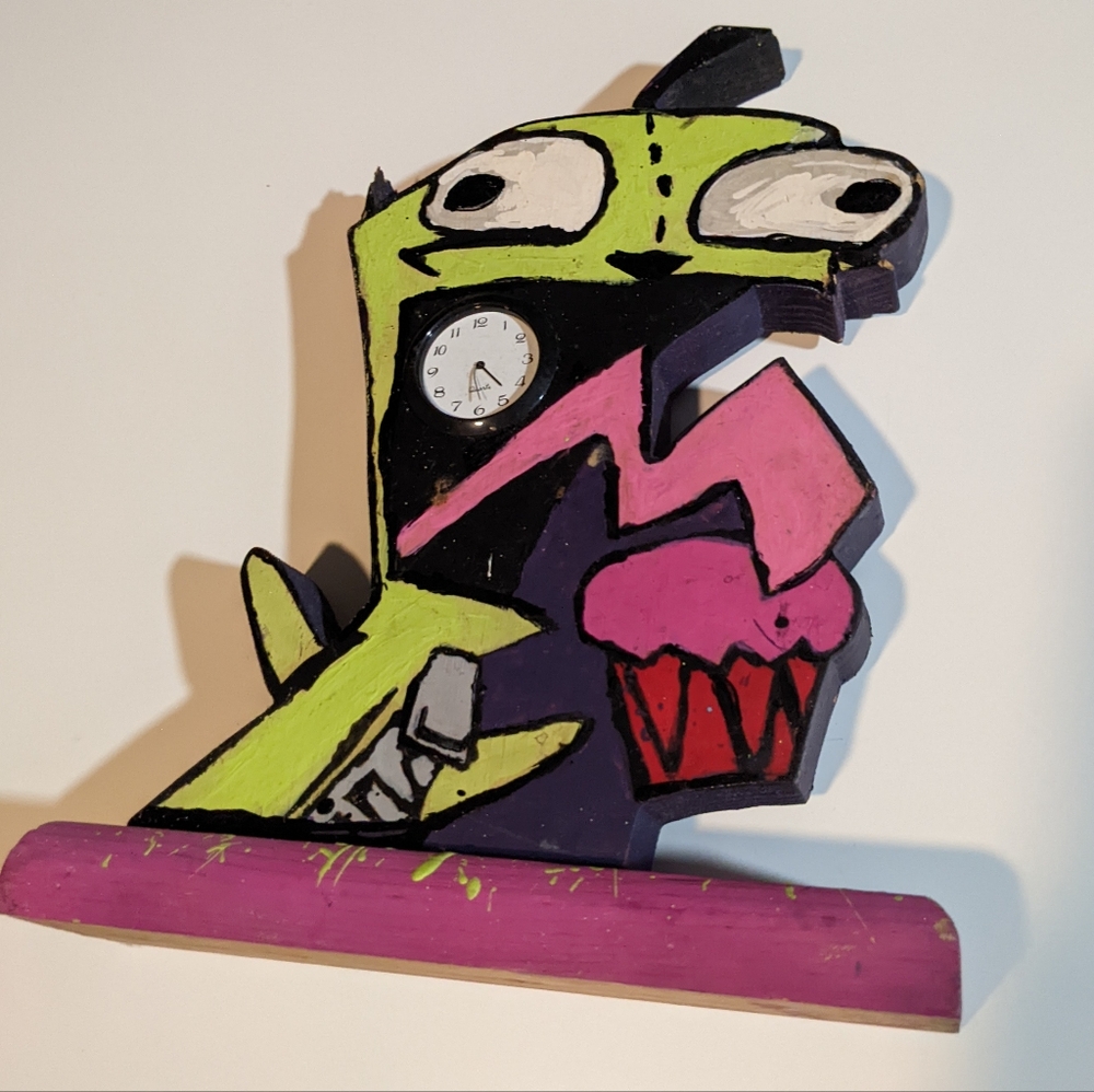 Invader Zim Gir Room Decor Handmade Art Wooden Sculpture
